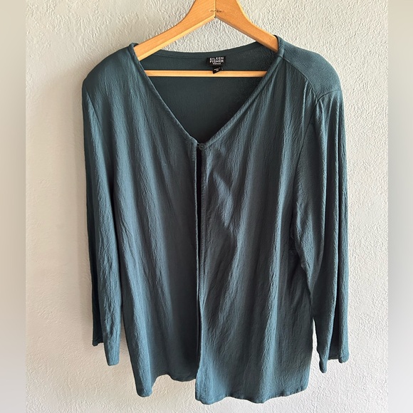 Eileen Fisher, crepe single button open front cardigan, size XL - Picture 2 of 9